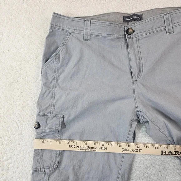 Eddie Bauer Womens 18 Gray Cargo Capri Pants Ripstop Stretch Hiking Crop Pants - Picture 7 of 13